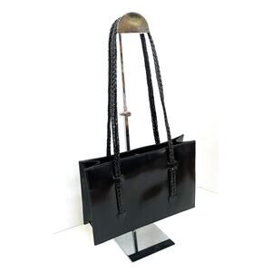 Shannon Diego Black Leather Medium Tote Handbag